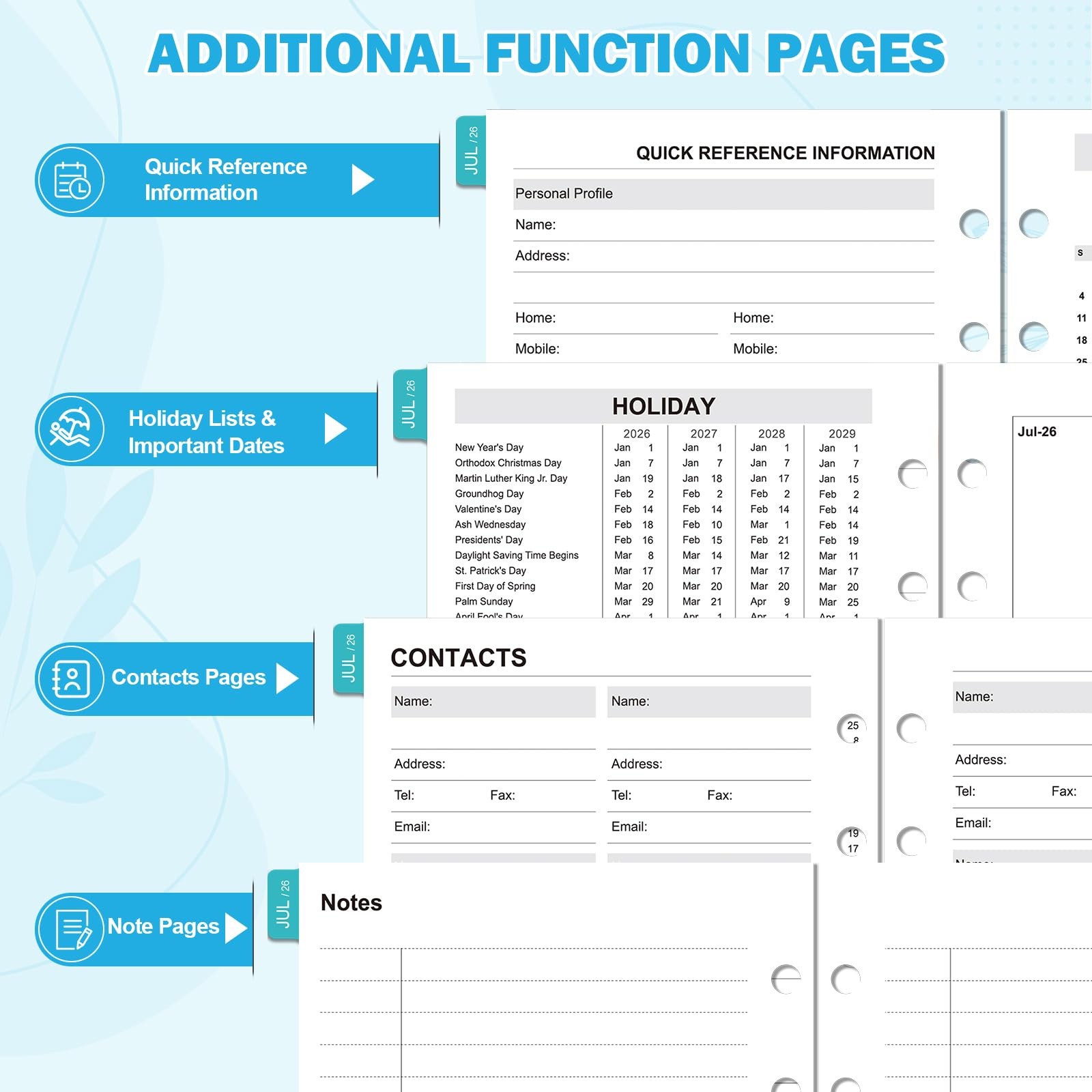 2026-2029 Monthly Planner Refills: 36 Months A6 Planner Inserts for 6-Ring Bi…