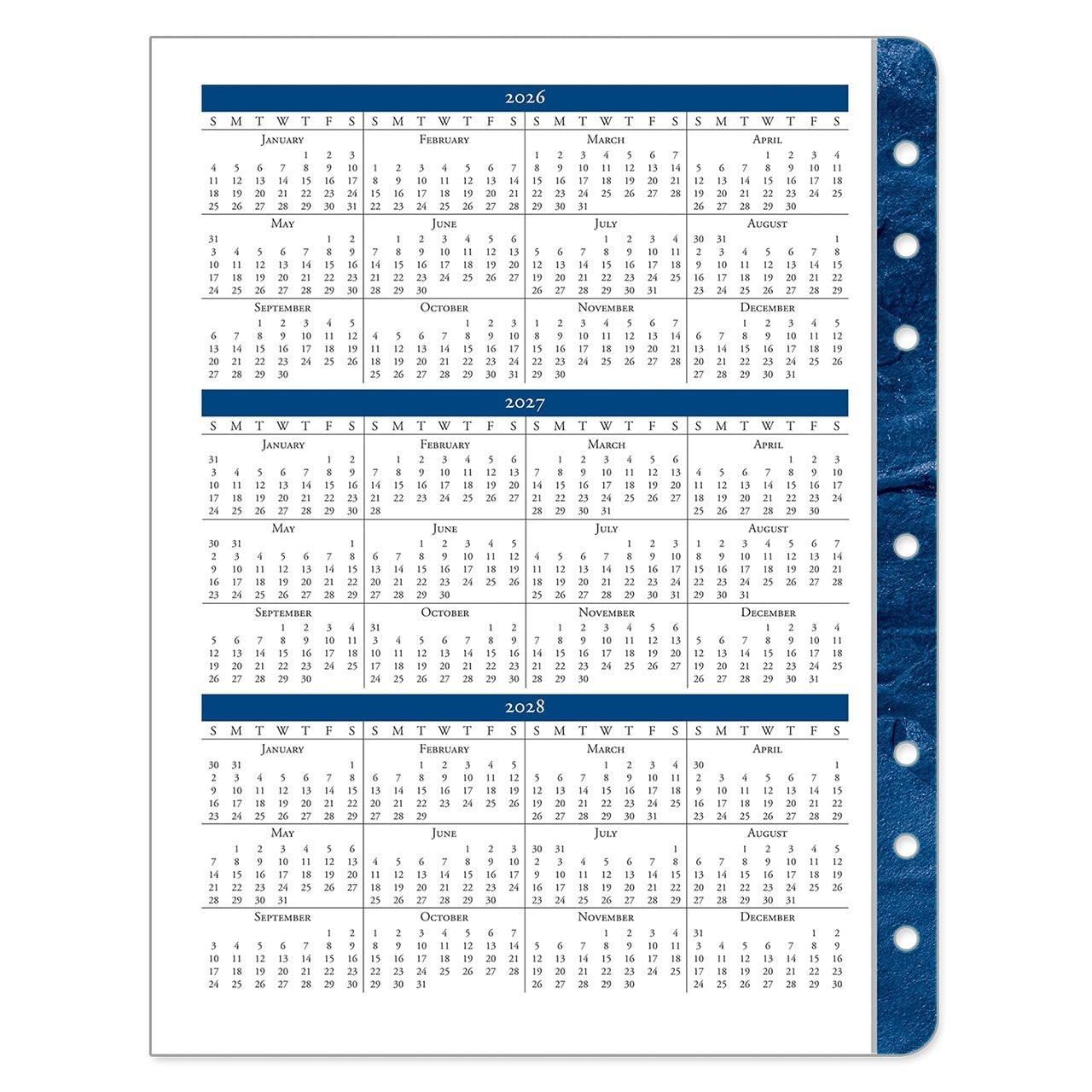 Monticello Ring-Bound Planner Refill – Two Page Per Day, Monarch Size, Jul 2026