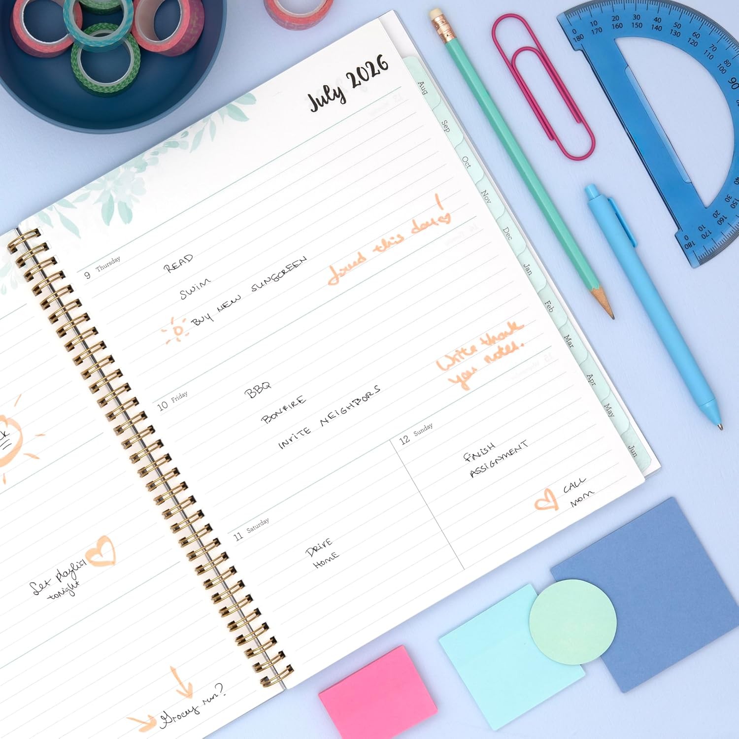 Blue Sky 2026-2027 Weekly and Monthly Academic Year Planner Calendar, July 2026