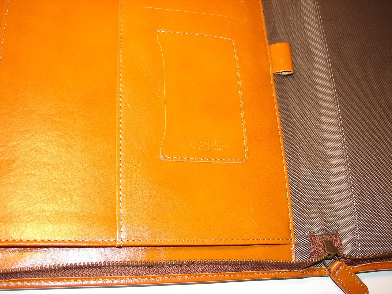 MARUSE Men or Women Portfolio Padfolio HONEY BROWN LEATHER Executive Folio ITALY