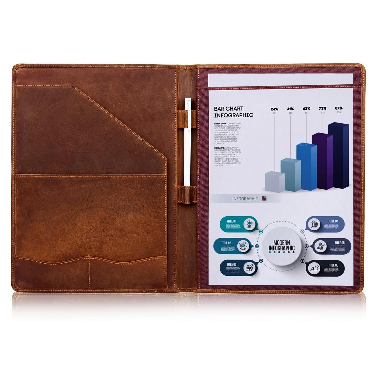 Leather Portfolio A4 Document Folder Legal Pad Padfolio Professional Writing Let