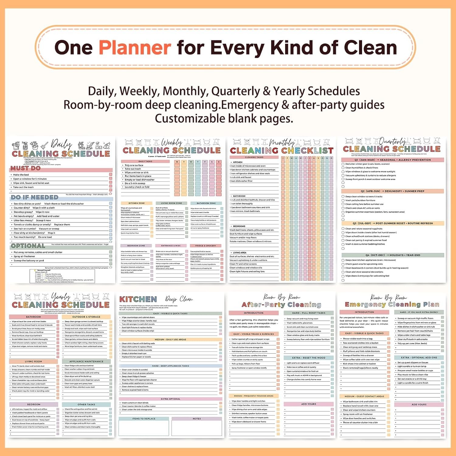 ADHD Cleaning Planner Daily Weekly Monthly Checklist Dry Erase Binder