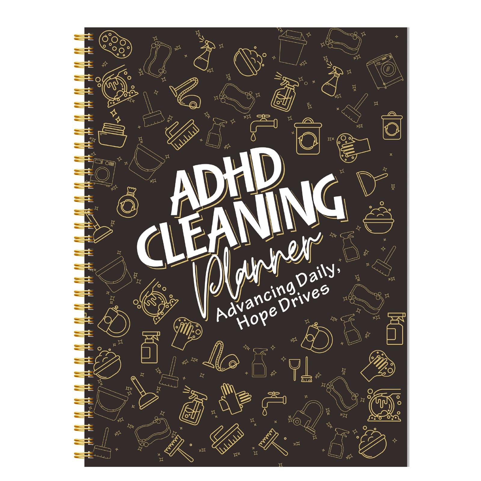 ADHD Cleaning Planner, Weekly A4 – 28.5cm × 21cm (11.22 × 8.27 inches), Gold
