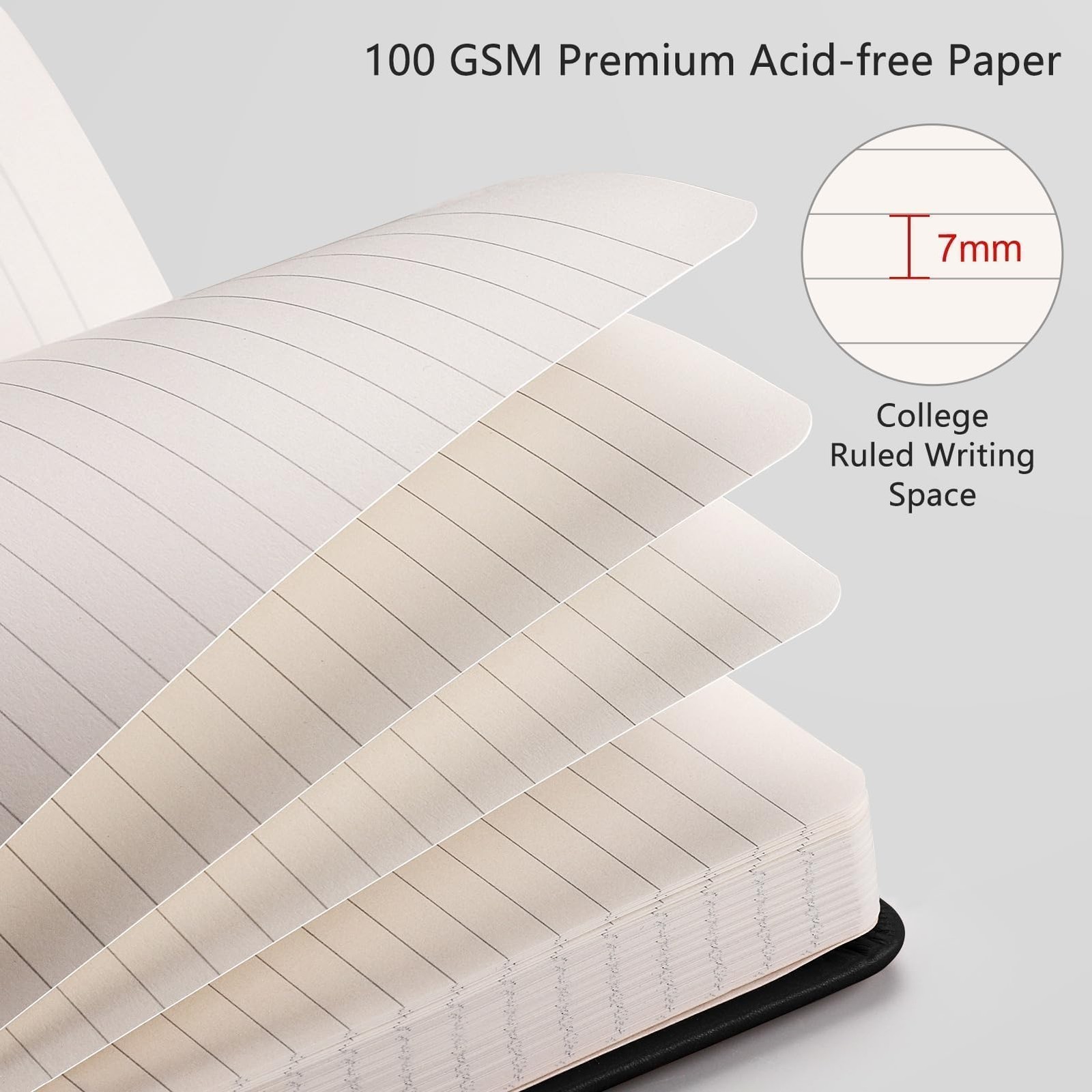 Lined Journal Notebook 2-Pack 192 Numbered Pages A5 5.7” x 8.3” Leather