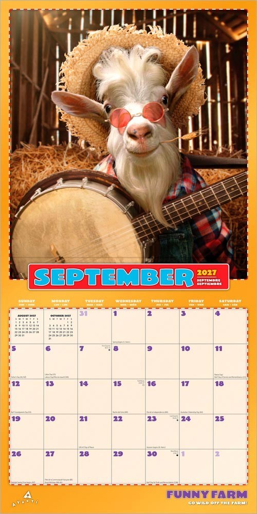 Avanti Funny Farm OFFICIAL | 2027 12×24″ (Hanging) Square Wall Calendar