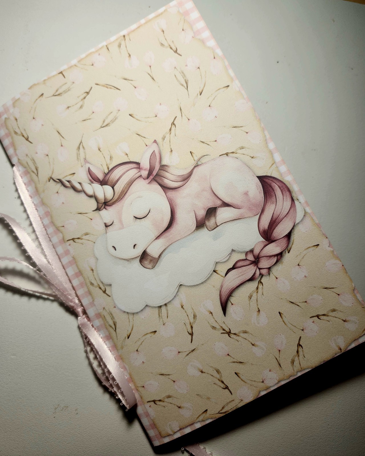 Junk Journal Booklet “UNICORNS & FAIRIES” Handmade Lg 8.5″x5.5″ 40pgs