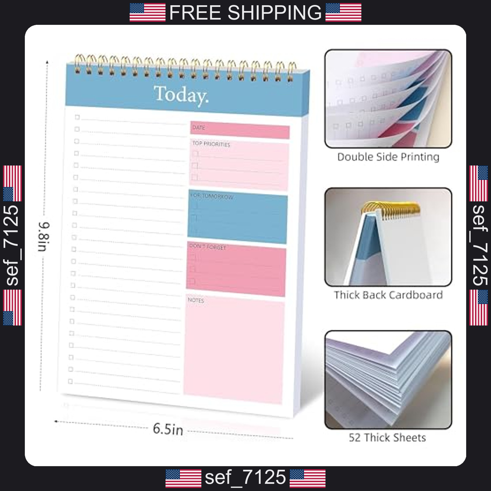 104 Pgs To Do List Notepad – Daily Planner Notepad Undated 52 Duplex-Printed