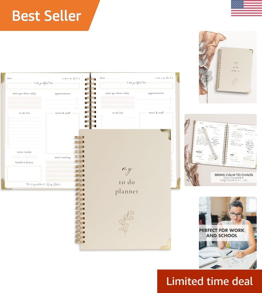 Beautiful Daily Planner with Motivational Quotes – Aesthetic 120-Page Notebook