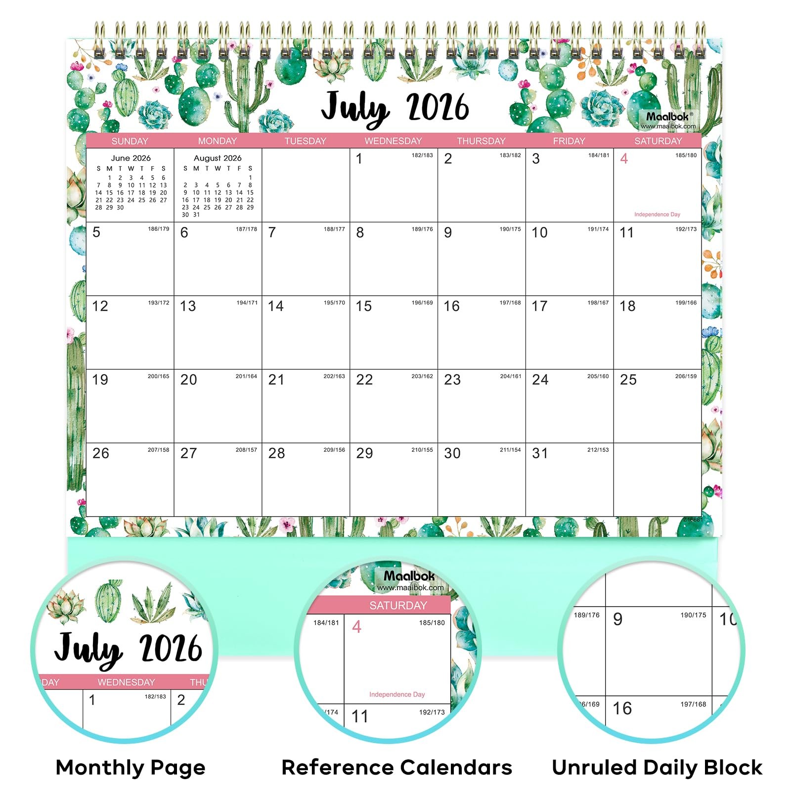 2026-2027 Desk Calendar – Standing Flip, 10″ x 8.3″