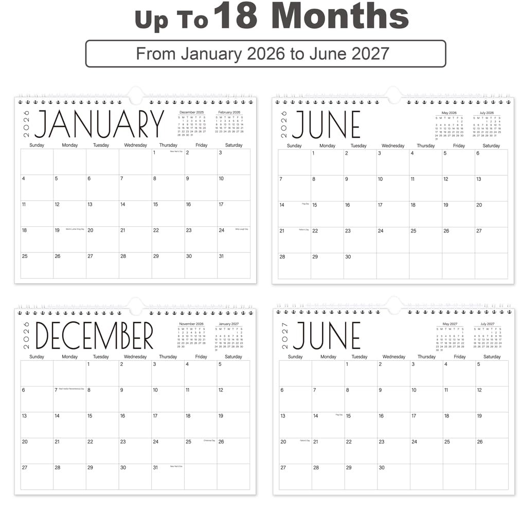 Calendar 2026 – Wall from Janaury 8.5″ x 11″ Wall, Black-Large-Word