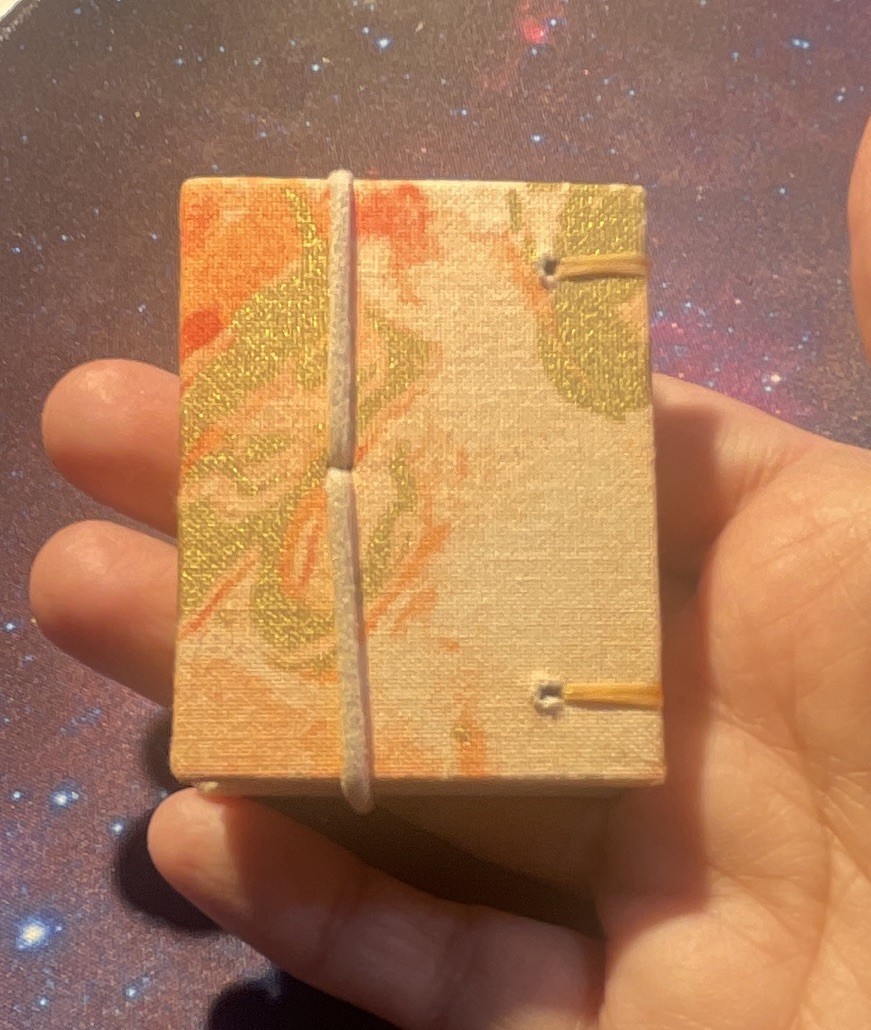 Mini Handmade Illustrated Fabric Cover Blank Journal Notebook w/ Elastic Closure