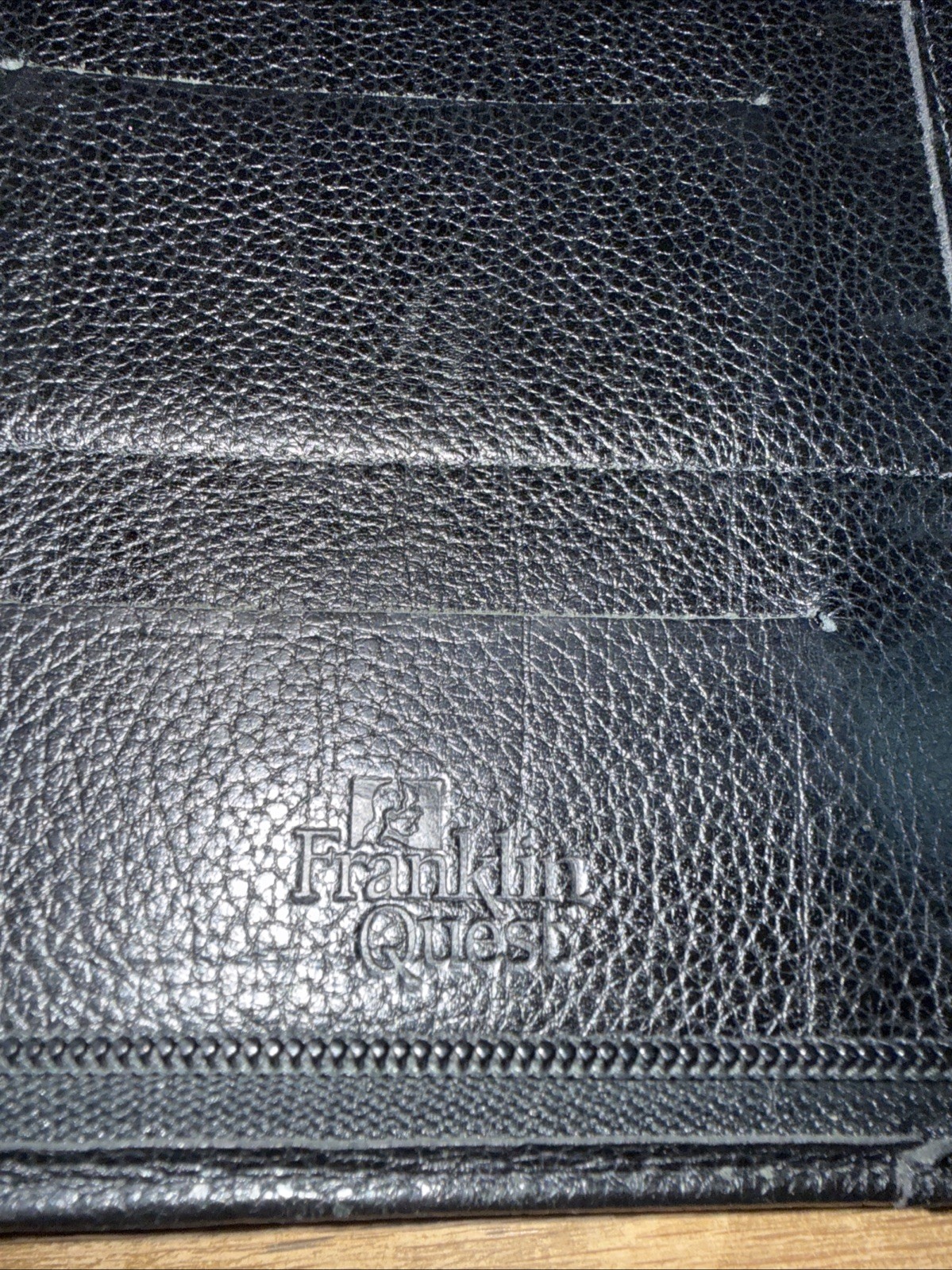 Vtg Franklin Quest Black Leather Zip Organizer Planner 7 Ring Binder
