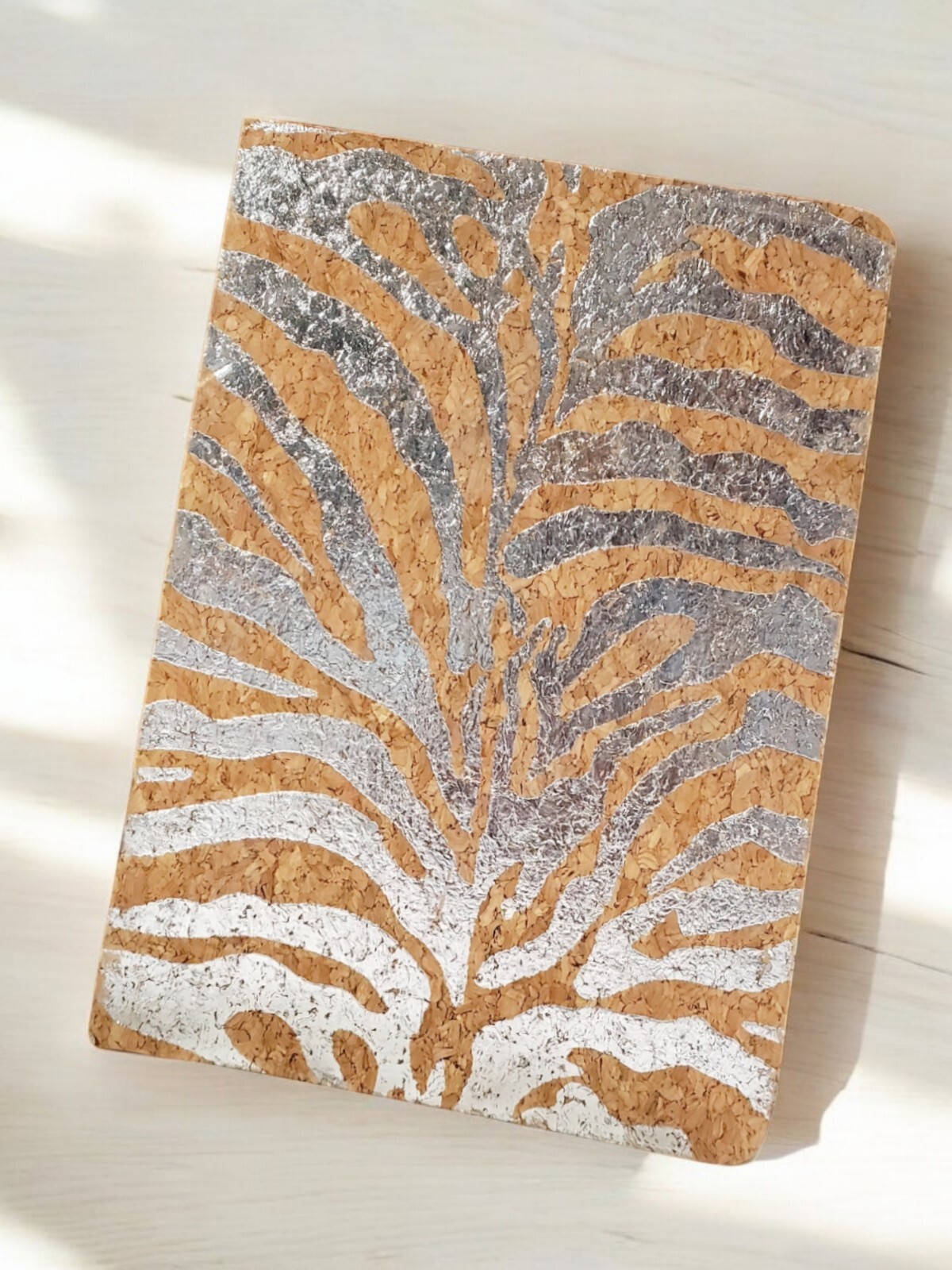 Wild Silver Striped and Cork Hardcover Journal Diary: Adrienne Vittadini Studio