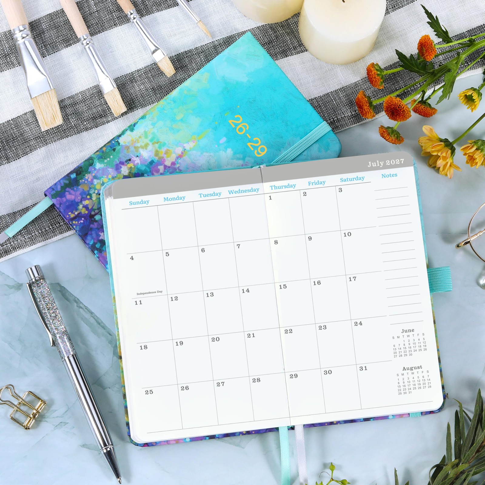 2026-2029 Pocket Planner/Calendar – 3 Year Monthly 6.3″ x 3.8″, pale blue