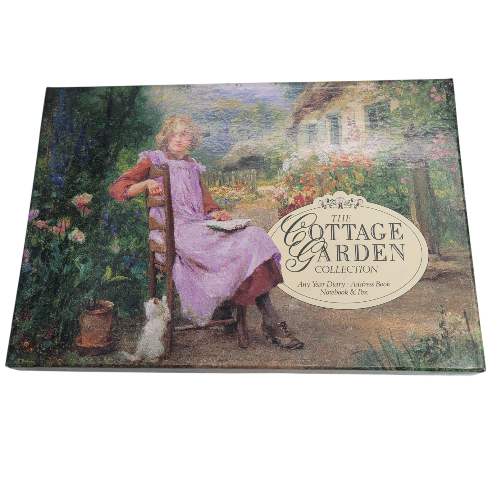 Vintage 1996 Cottage Garden Floral Gift Set Any Year Diary Address Book Pen