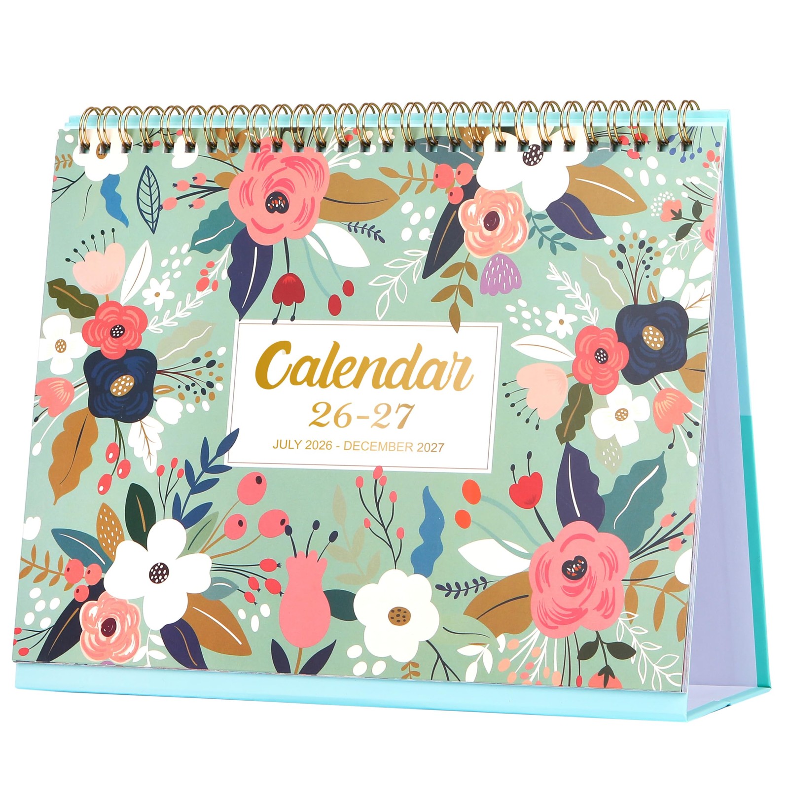 Desk Calendar 2026-2027 – Standing Flip Desktop with green
