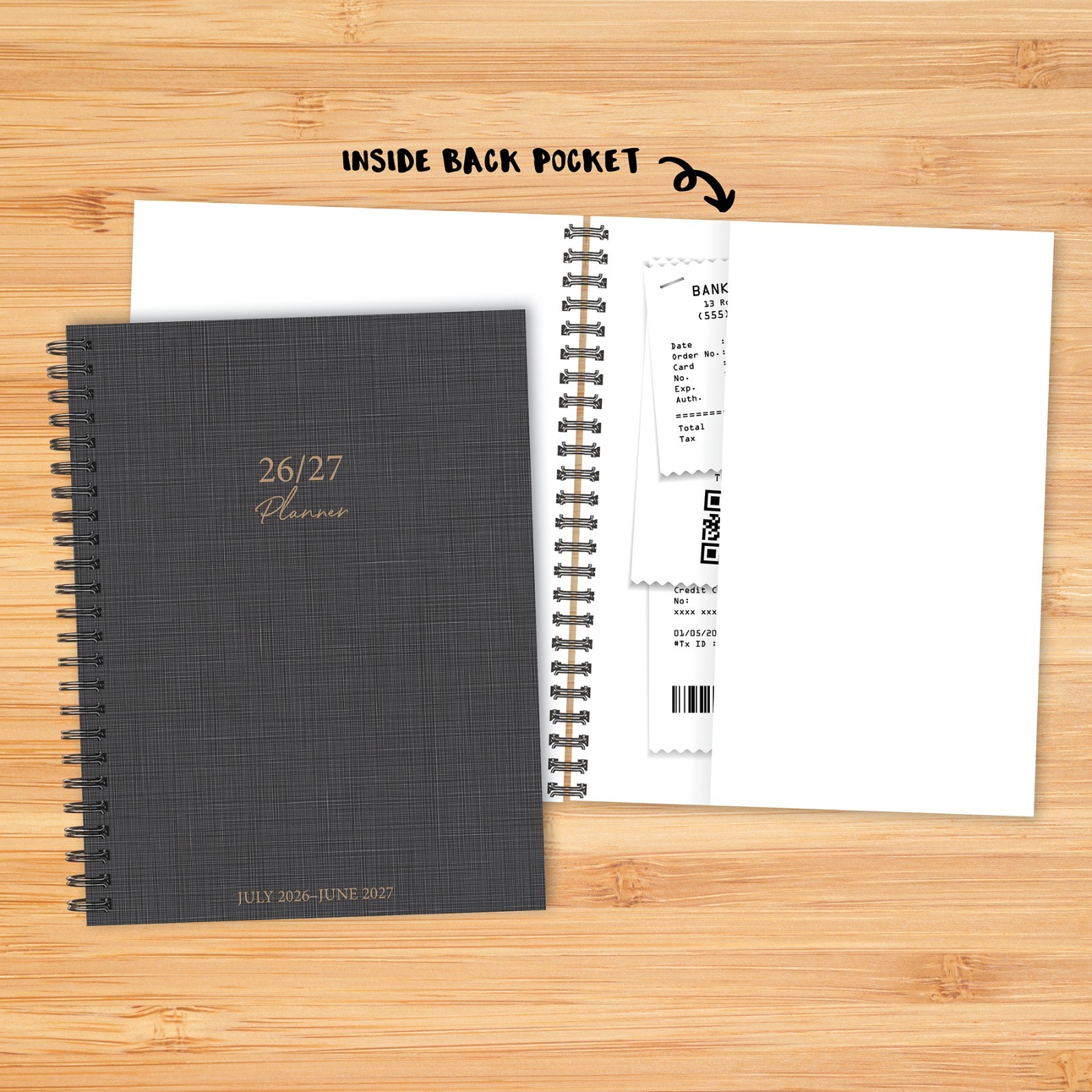 Graphite Grid Academic Year July 2026 – June 2027 6.5″ x 8.5″ Weekly Planner
