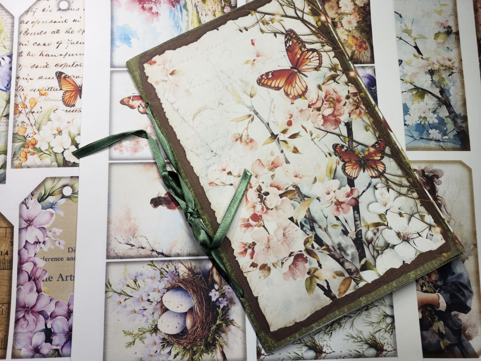 Junk Journal Booklet “OSTARA 2″ Spring Renewal Cards, Lg 6″x9” 40pg Ephemera+
