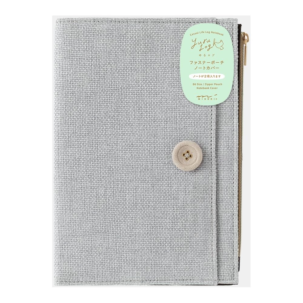 DESIGNPHIL MIDORI Notebook Cover, Yurulog, Fabric, B6, Gray, 15369006