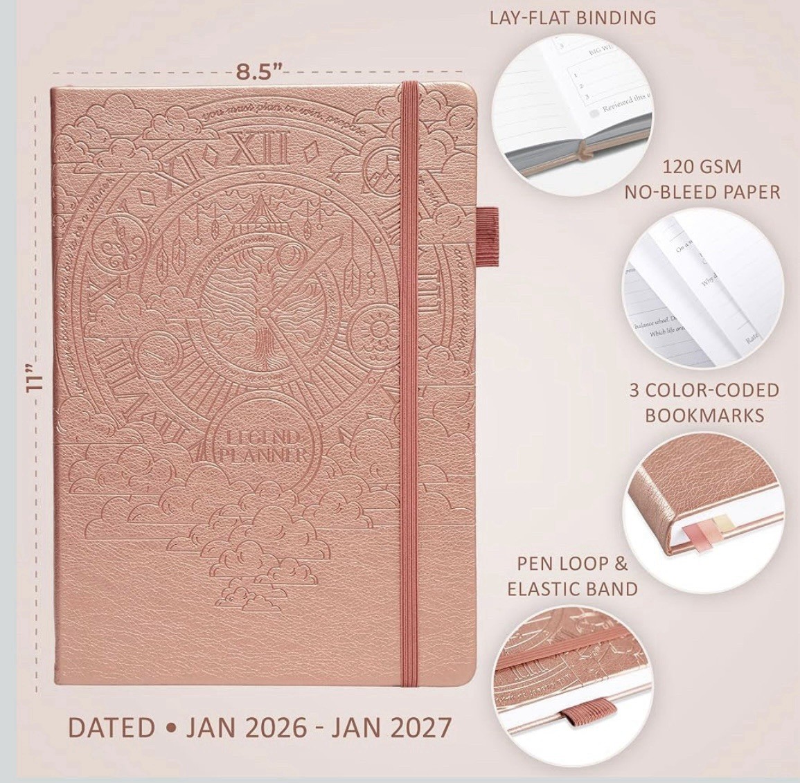 Legend Hourly Schedule Planner PRO Dated Jan 2026-Jan 2027 – Deluxe Hard Cover