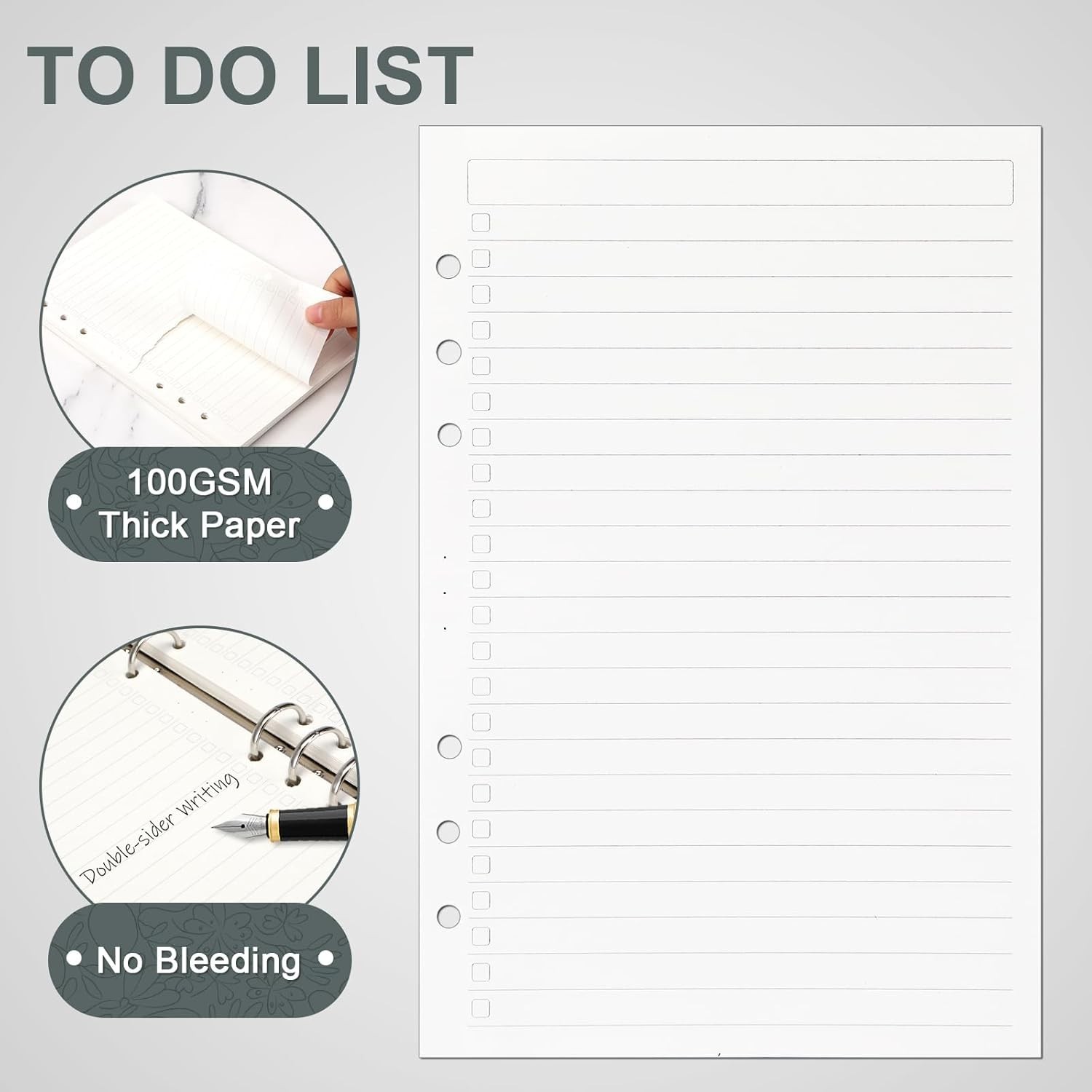 Flexible A5 Daily Planner Sheets – 160 Loose Leaf Inserts for Goal Setting