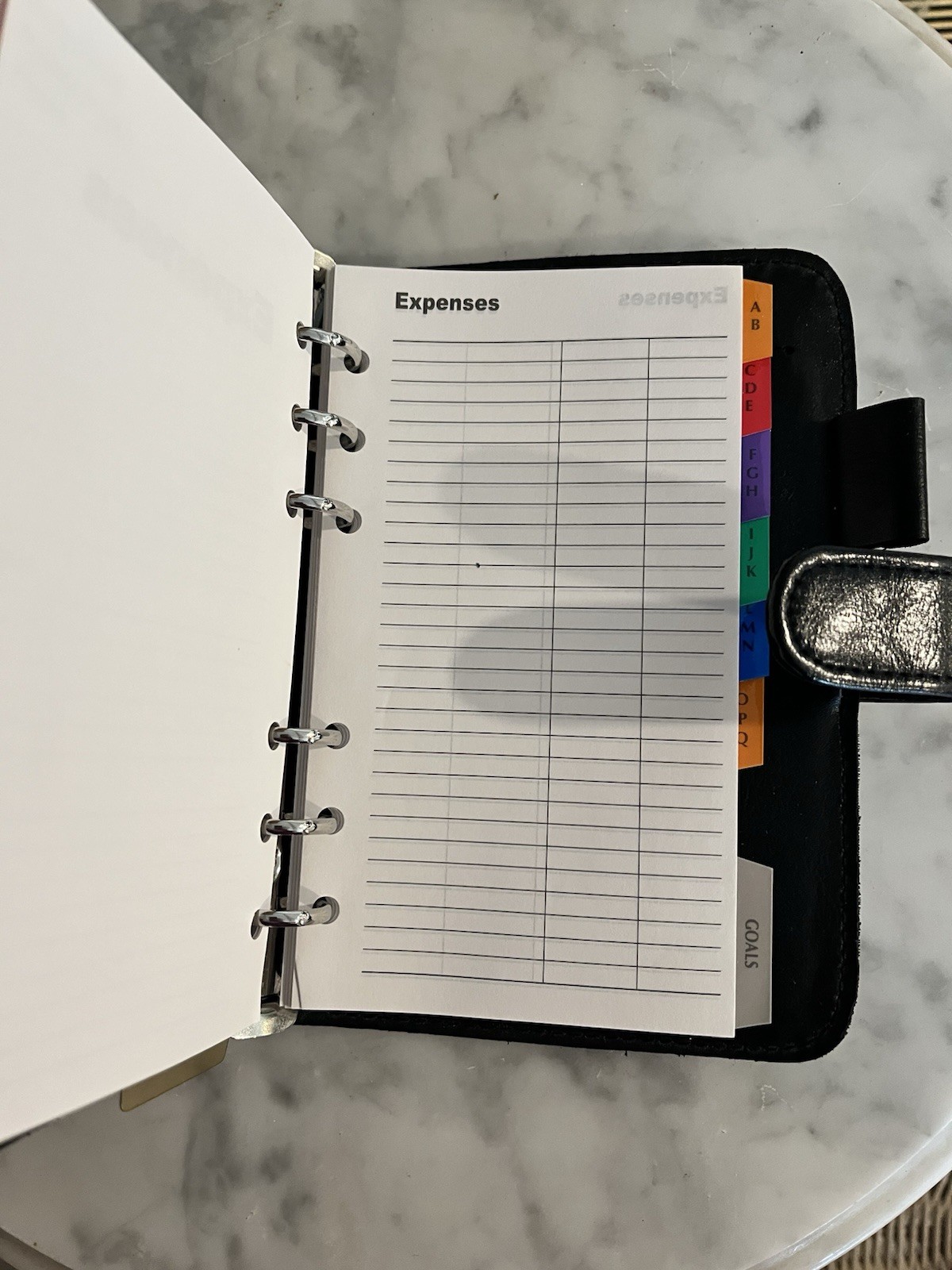 Vintage Day Planner Binder Black Faux Leather Six Rings Organizer 5×7 Desk 90’s