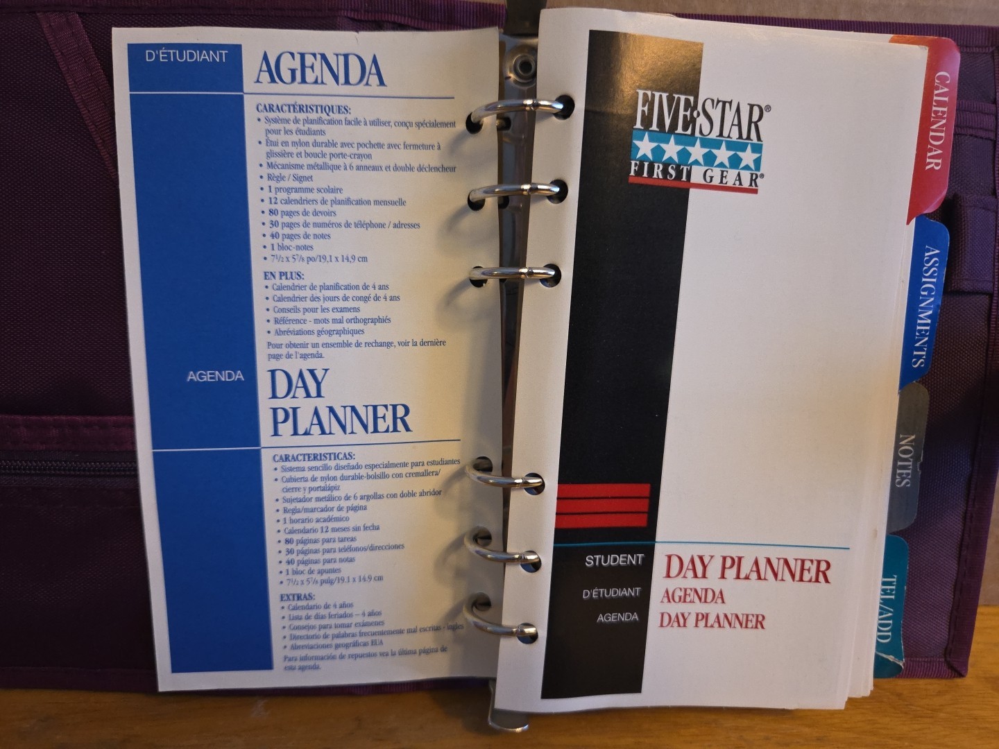 VTG 90s Mead Five Star Small Day Student Planner Organizer Purple Unused Pages