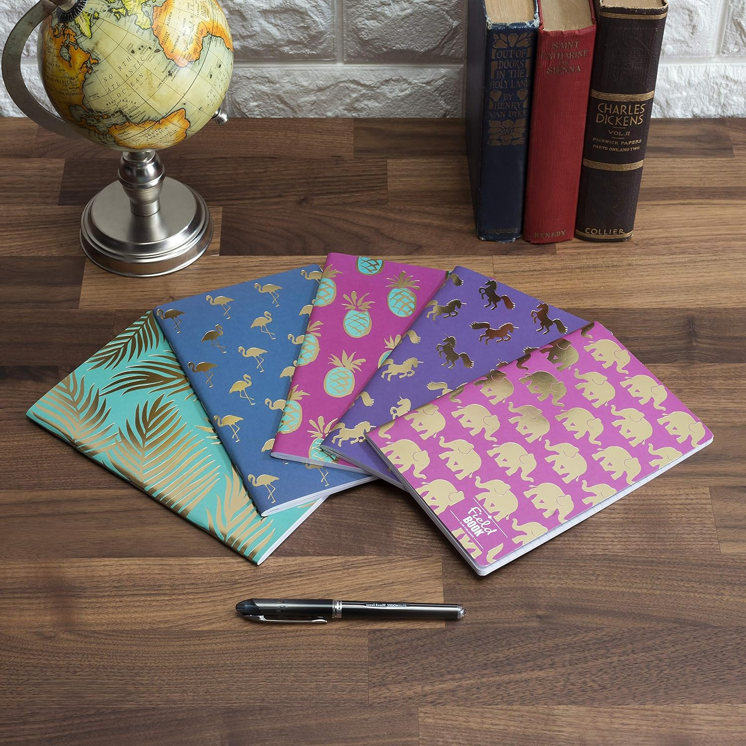 Field Notebook/Journal – Gold Foil Patterns – Lined Memo Book (5″x8″) – Pack of