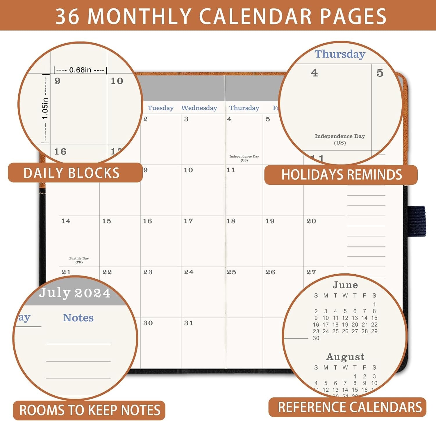 2025-2027 Pocket Planner/Calendar – 3 Year Monthly Planner 2024-2027, July 2024