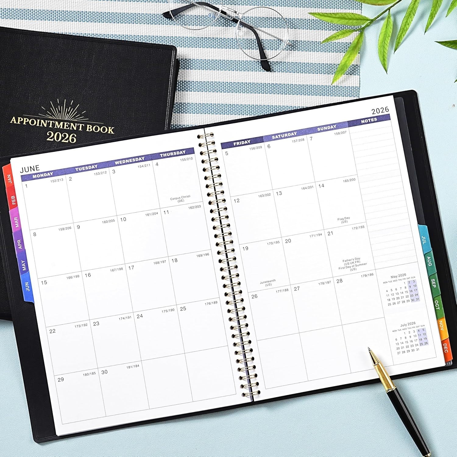 2026 Weekly & Daily Hourly Appointment Book – 8.5×11 Leather Cover Planner fo…