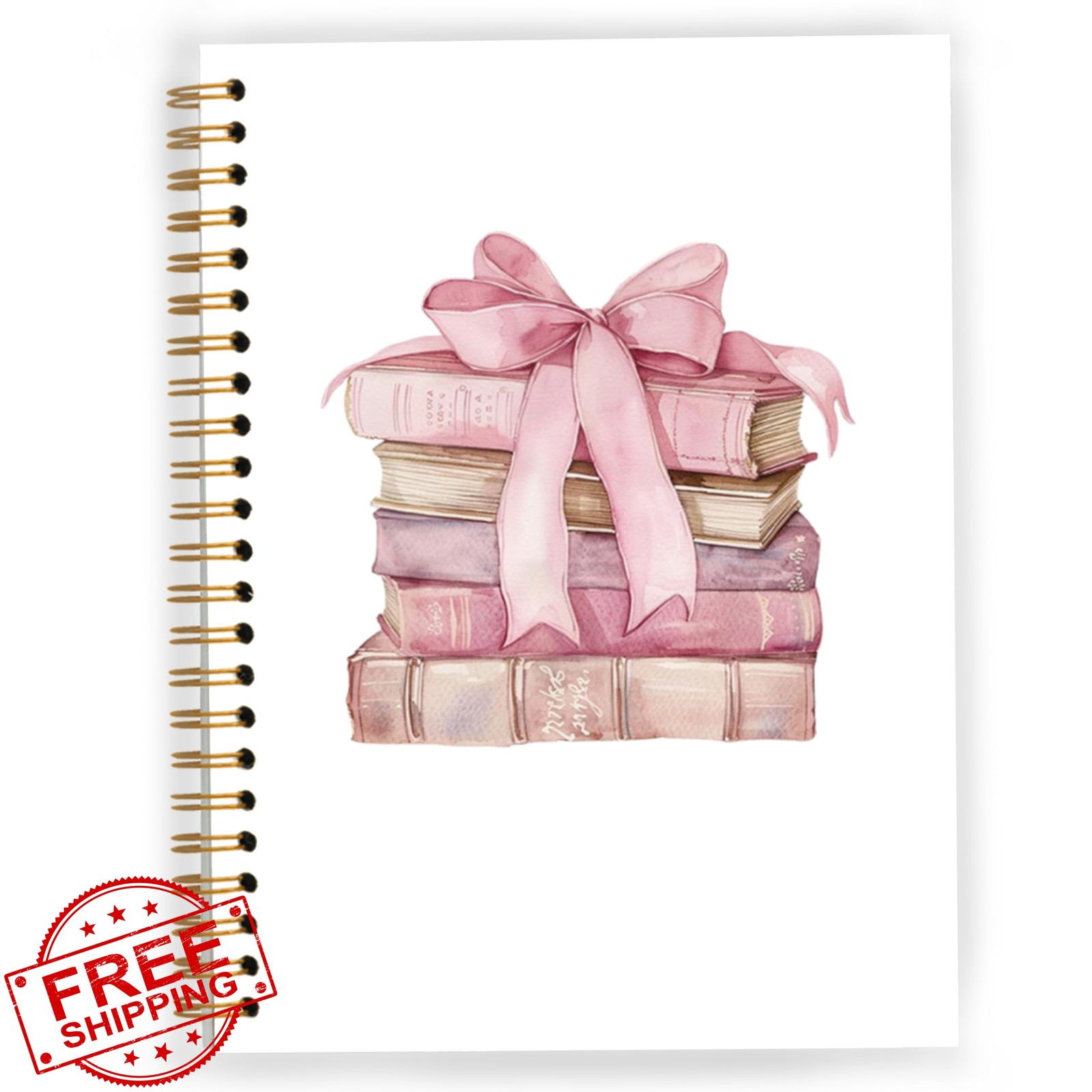 JWVK Coquette Pink Bow Notebook 5.5×8.3 pinkish purple 10
