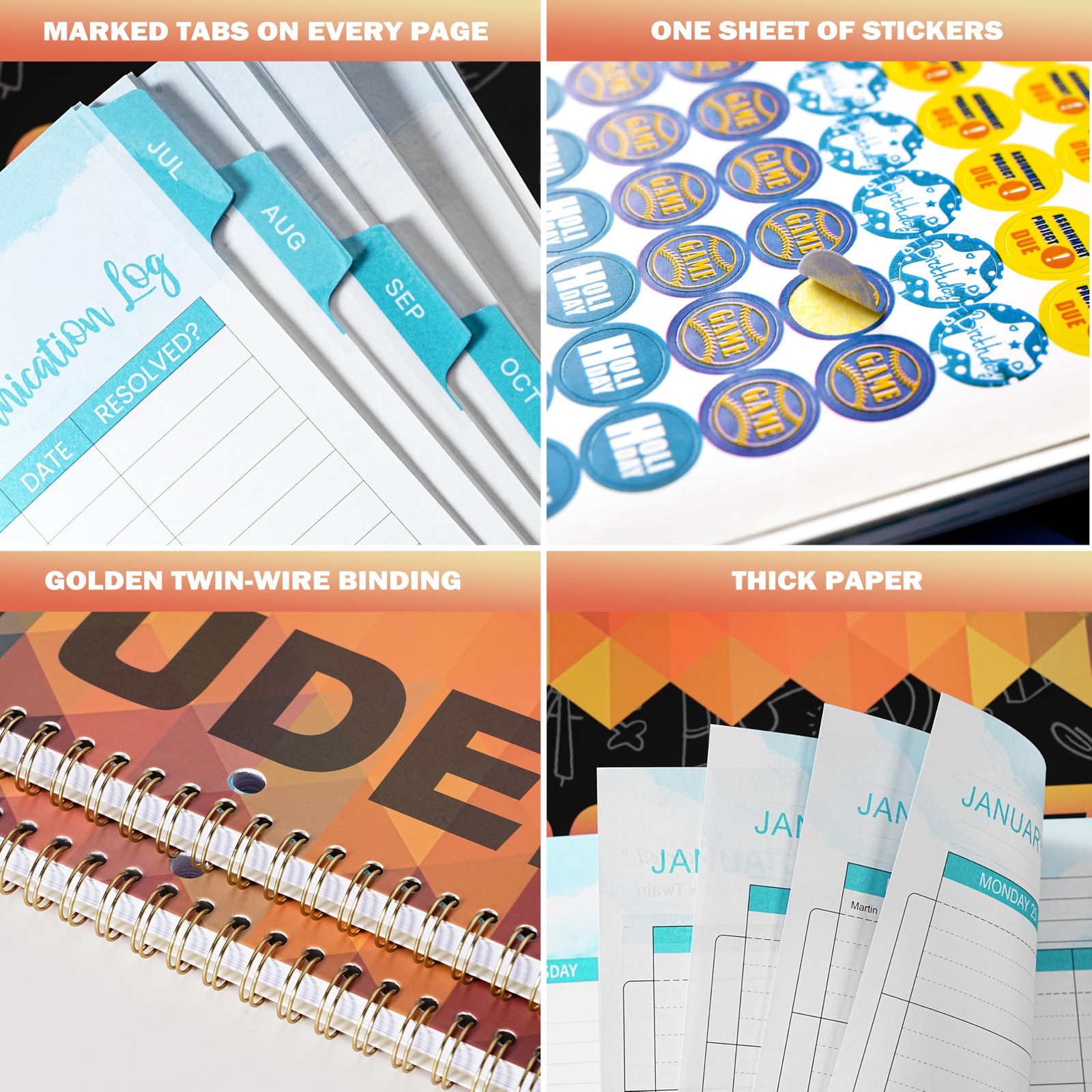Student Planner 2026-2027 – from Jul 2026 – Jun 2027, 9’’ × 9” × 11”, black
