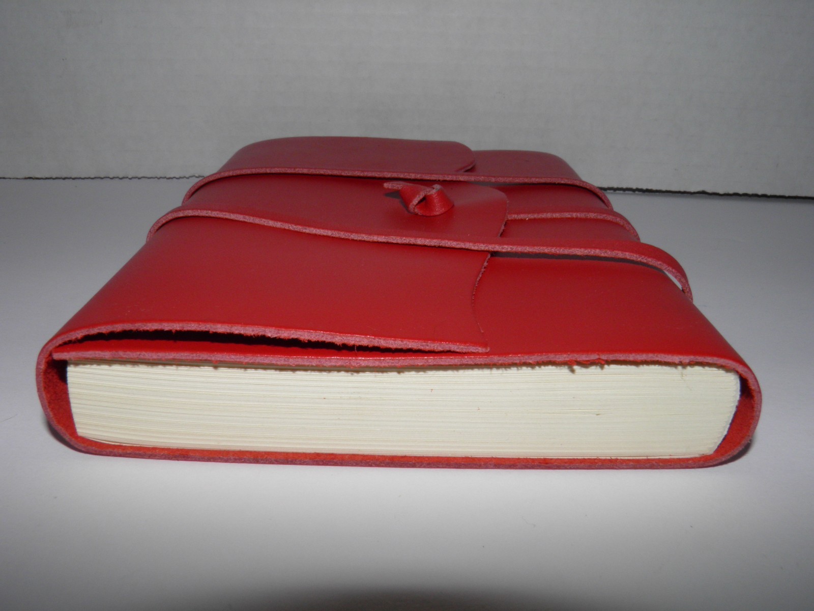 New, ECCOLO, red, soft leather cover, journal, notebook, stationery item. ITALY.