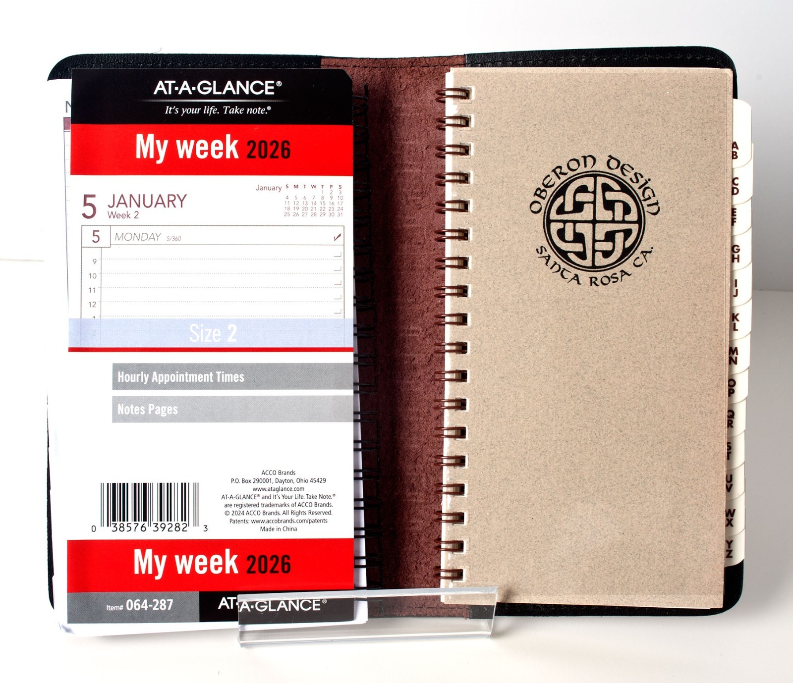 Celtic Design Leather Journal 2024 by Oberon Design of Santa Rosa, CA.