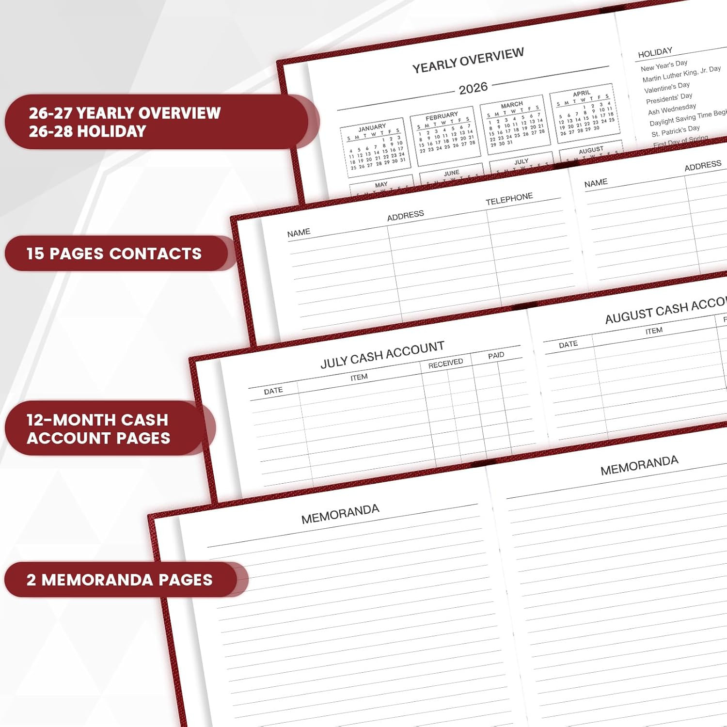 2026-2027 Diary – Diary Full Page Per Day, Daily Planner 2026-2027, Jul. 2026 –