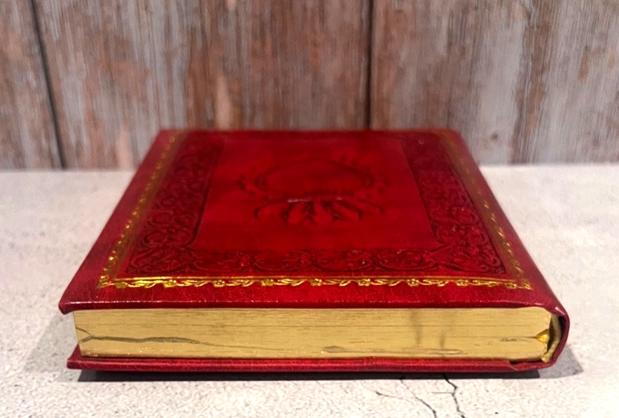 Fiorentina Italian Red Leather Journal Sacred Heart Embossed Gold Lined Notebook