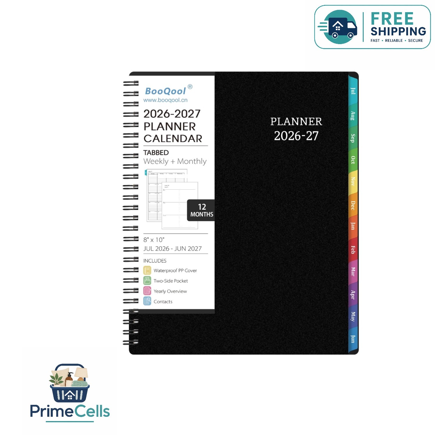 Elegant Academic Planner 2026-2027 – Black Flexible Cover and Sturdy Binding