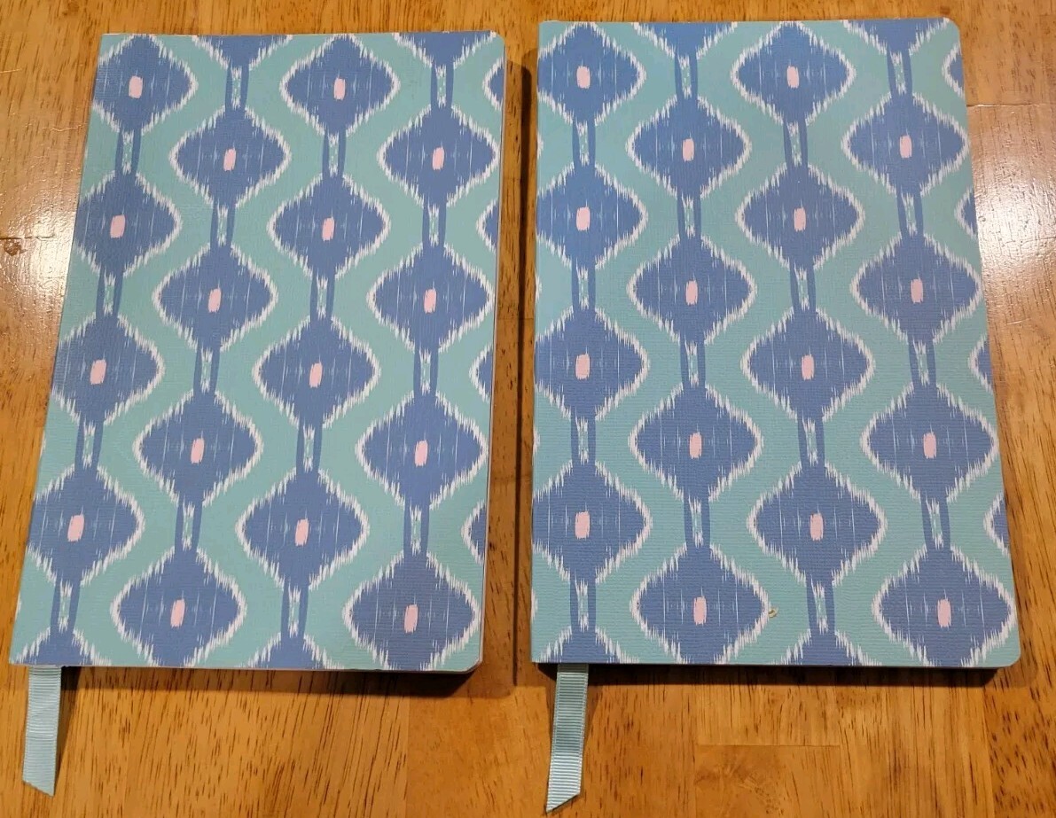Two – Notebooks Journals Planners Gift Blue Green lined Paper 144 Pages each NOS