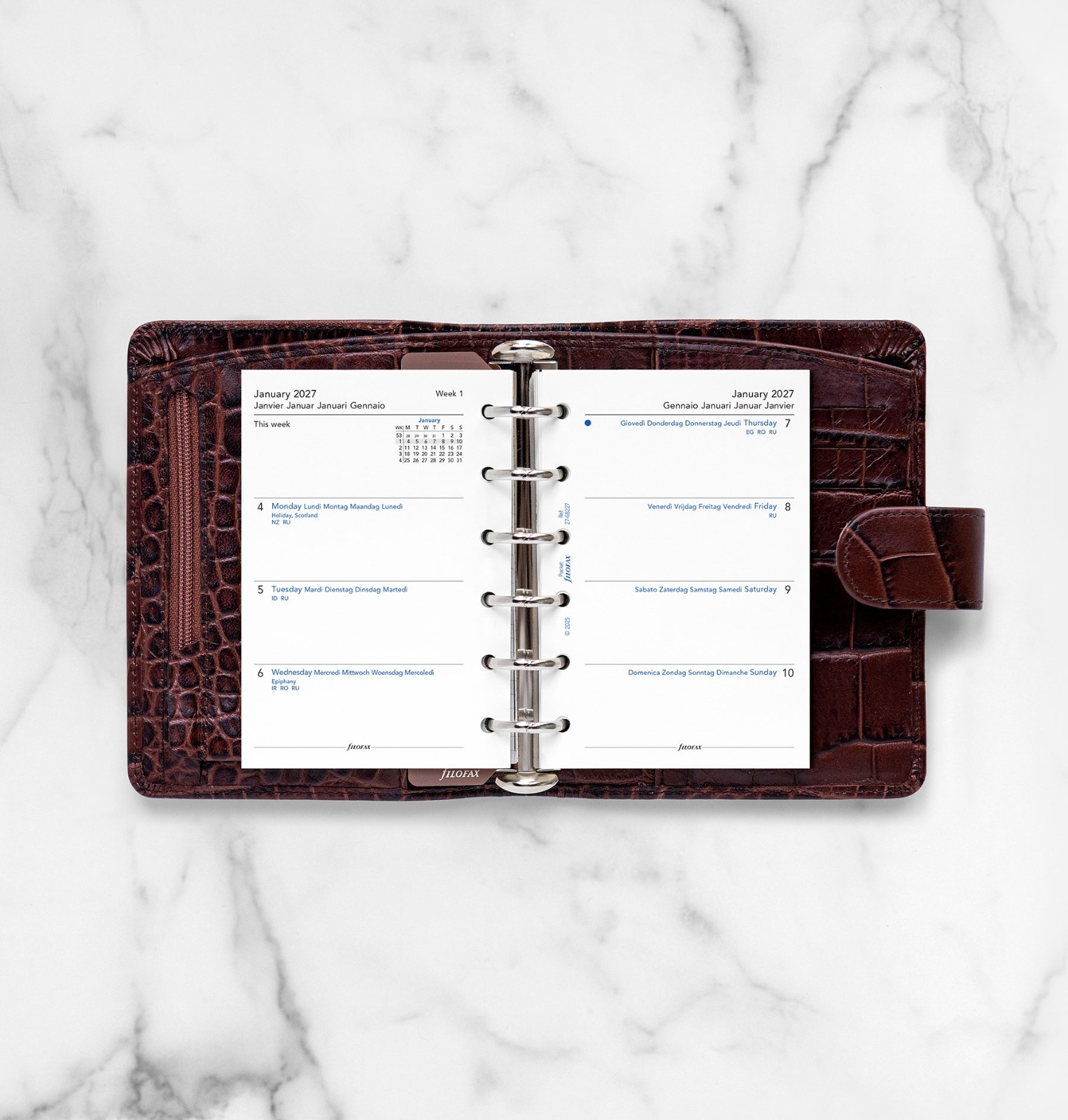 2026 Filofax Pocket Size Refill 26-68227, Week on Two Pages, Multilanguage