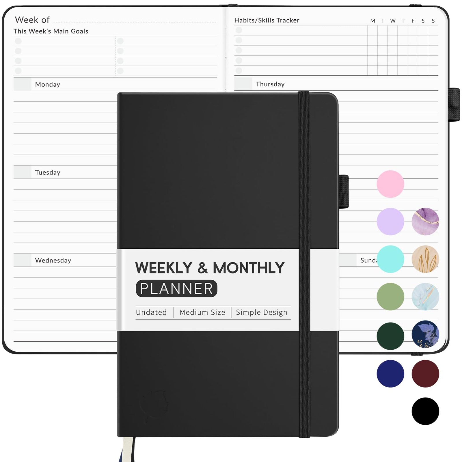 Undated Weekly Planner for 2026, Simplified Weekly & Monthly Calendar Planner…