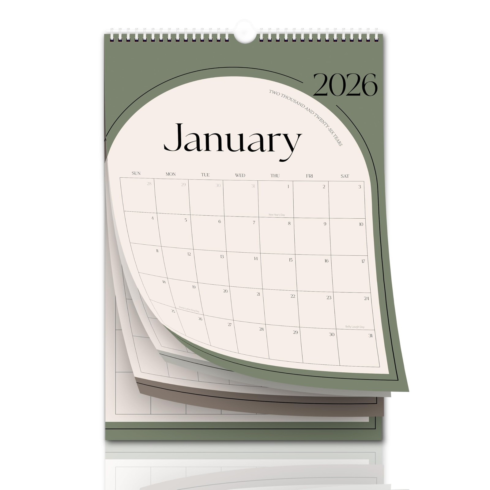 Aesthetic 2026-2027 Wall Calendar – 18 Jan 2026-Jun 2027, Green Vertical