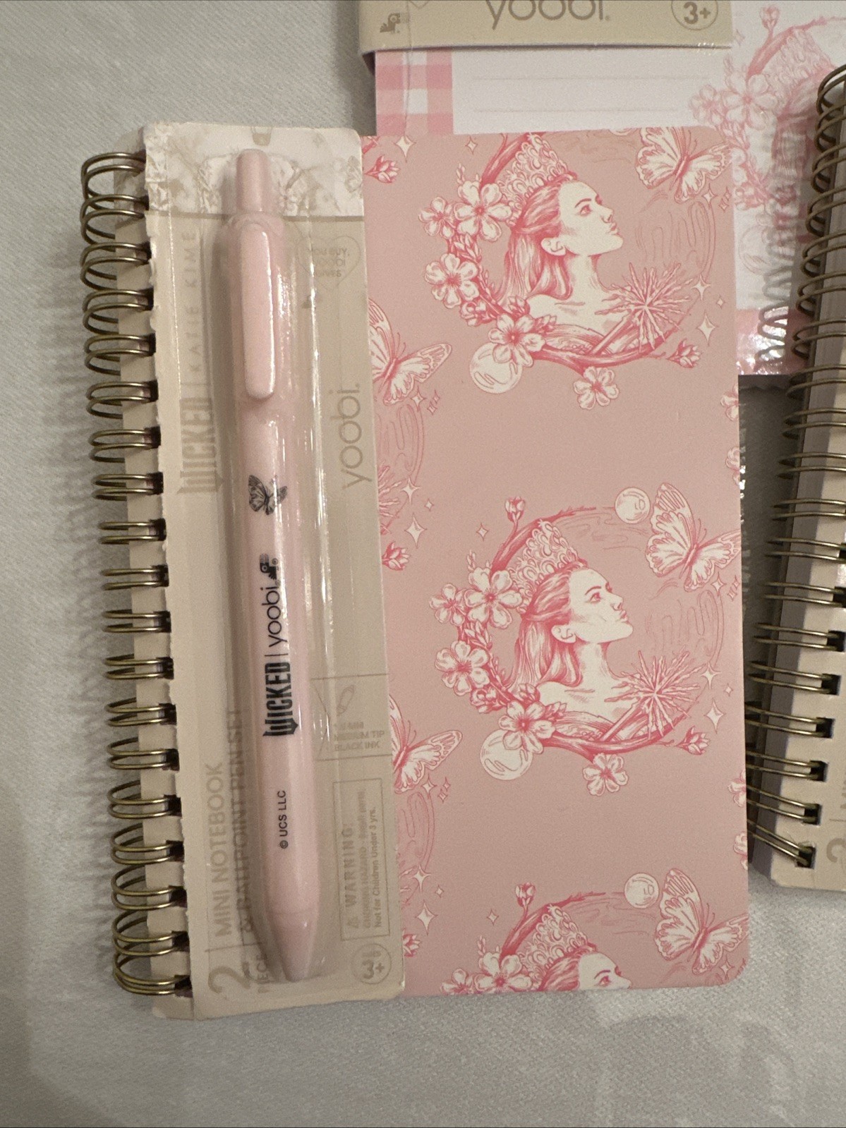 Wicked Paper Lot Yoobi Glinda Elphaba New Target Notebooks Pen Sealed Pink Green