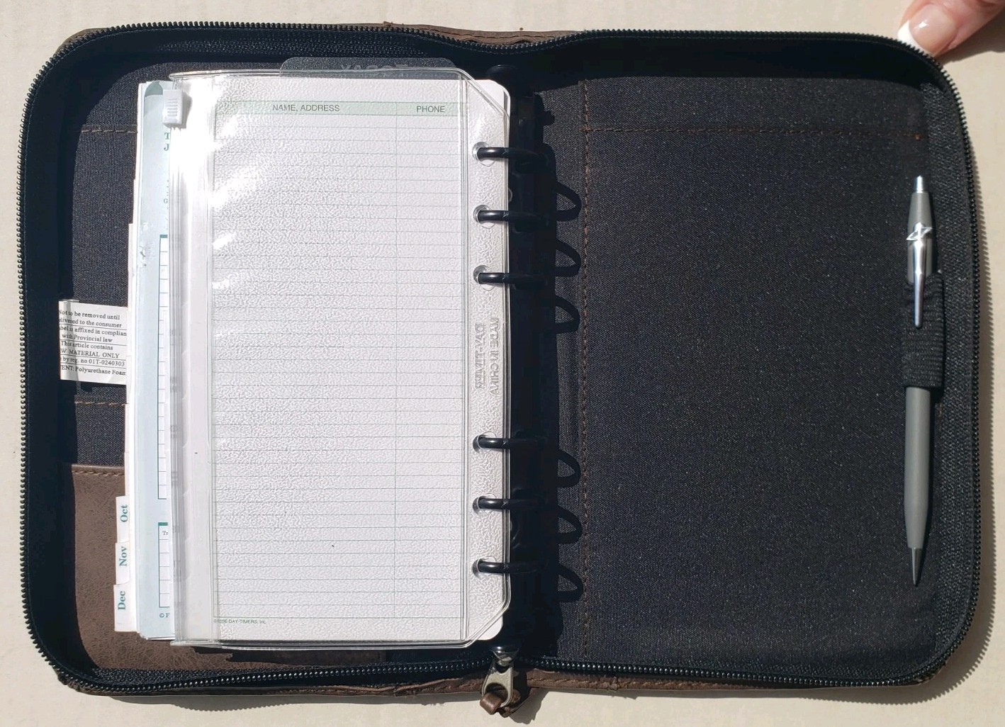 Day-Timer Brown 6 Ring Planner Organizer 8.5″x 5.5” Zip Around Small w/Pen