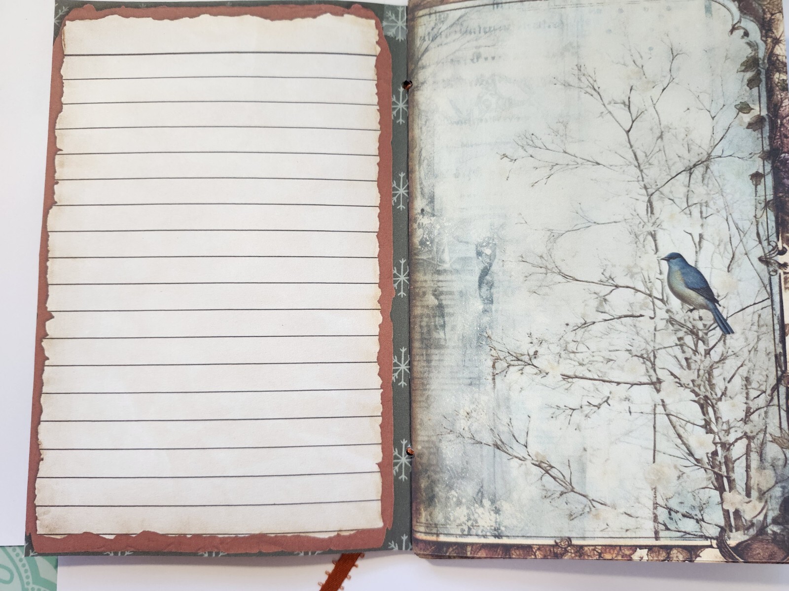 Junk Journal Blank BOOKLET “VICTORIAN WINTER” HANDMADE Christmas, LG 8.5″x5.5