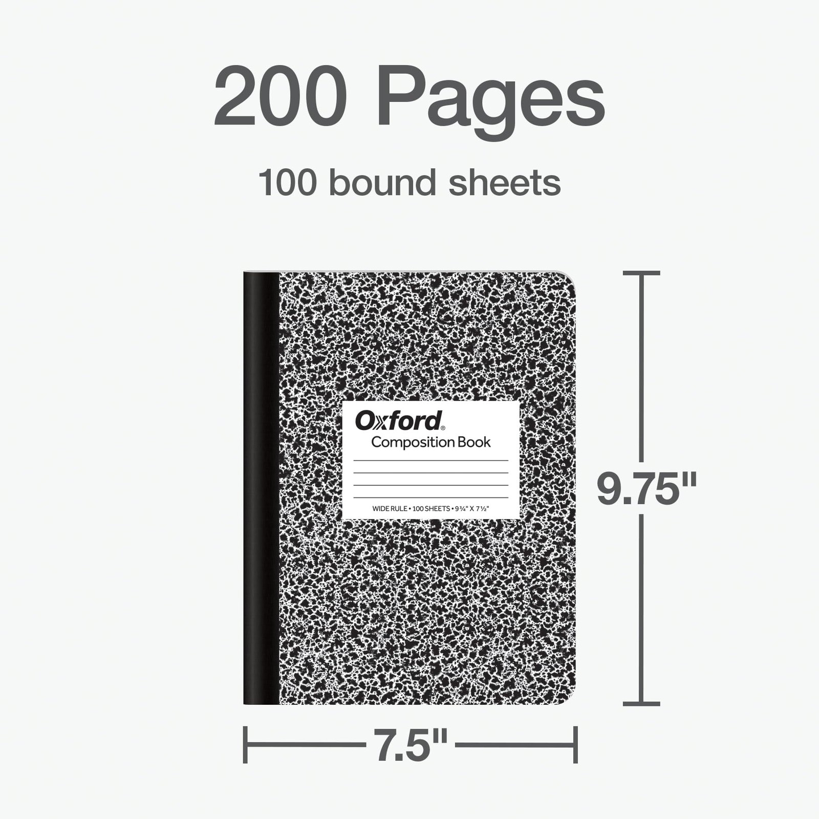 Oxford Composition Notebooks, 9-3/4 x 7-1/2 Inch (Pack of 2), Black Marble