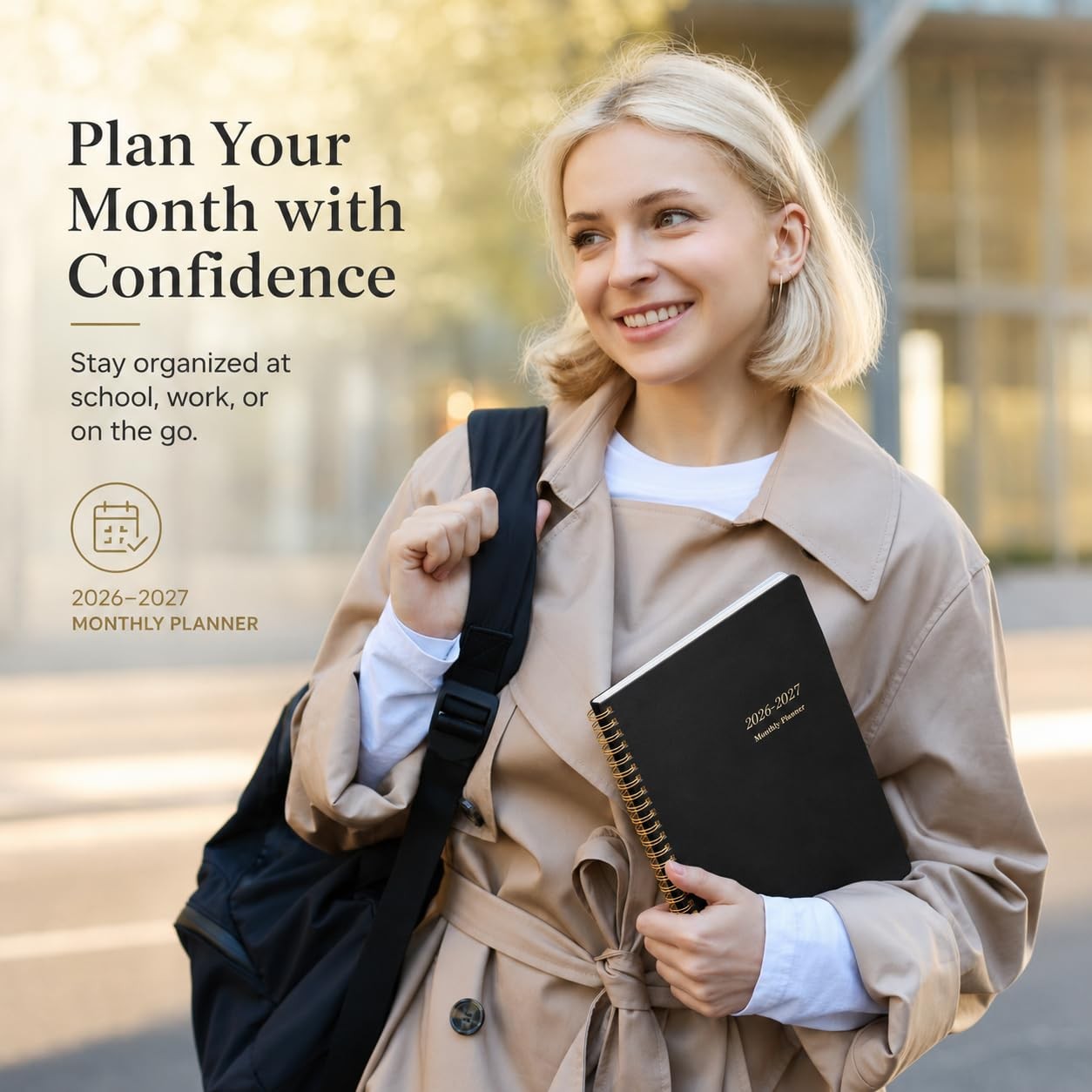 KMQOY Monthly Planner 2026-2027, 2026 Calendar 24 Months Planner, Jan Black