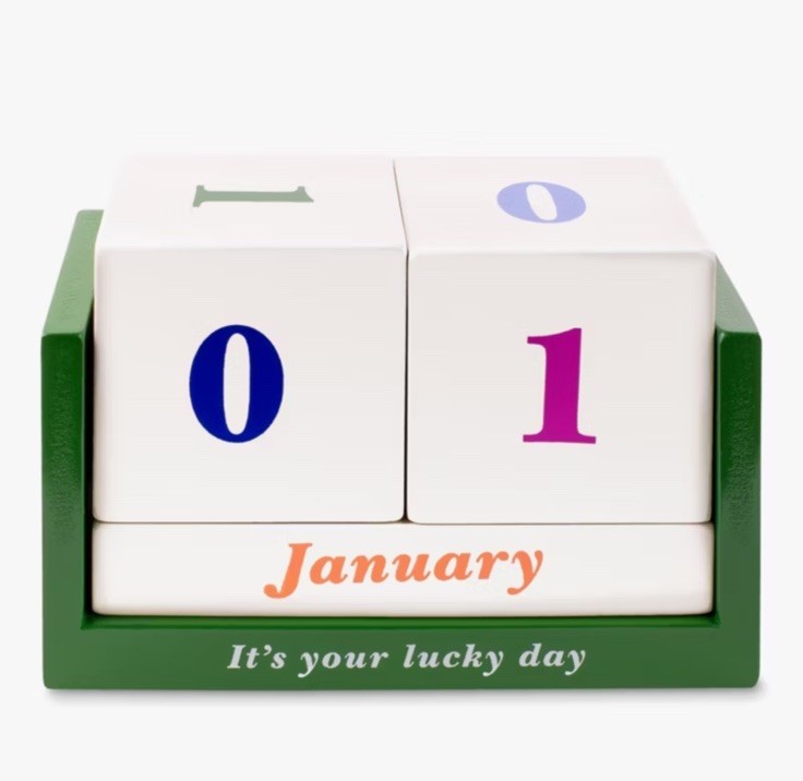 NIB KATE SPADE Perpetual Calendar IT’S YOUR LUCKY DAY Wooden Blocks 6 X4” 🎁
