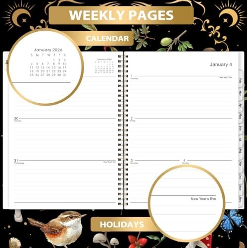 2026 Planner 9×11 January to December Weekly Monthly Twin-Wire Binding Tabs