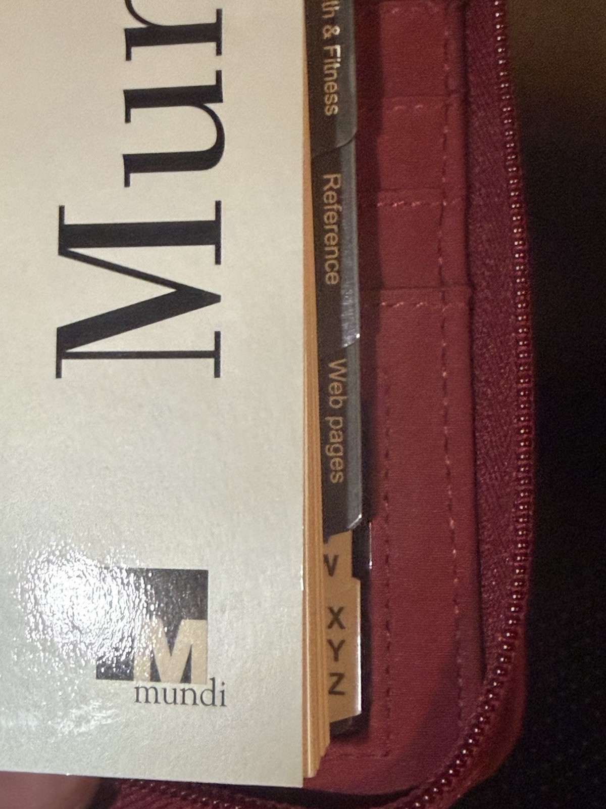 Mundi Mundex Daily Planner Address Book Maroon Zip Close Organizer Red Wallet