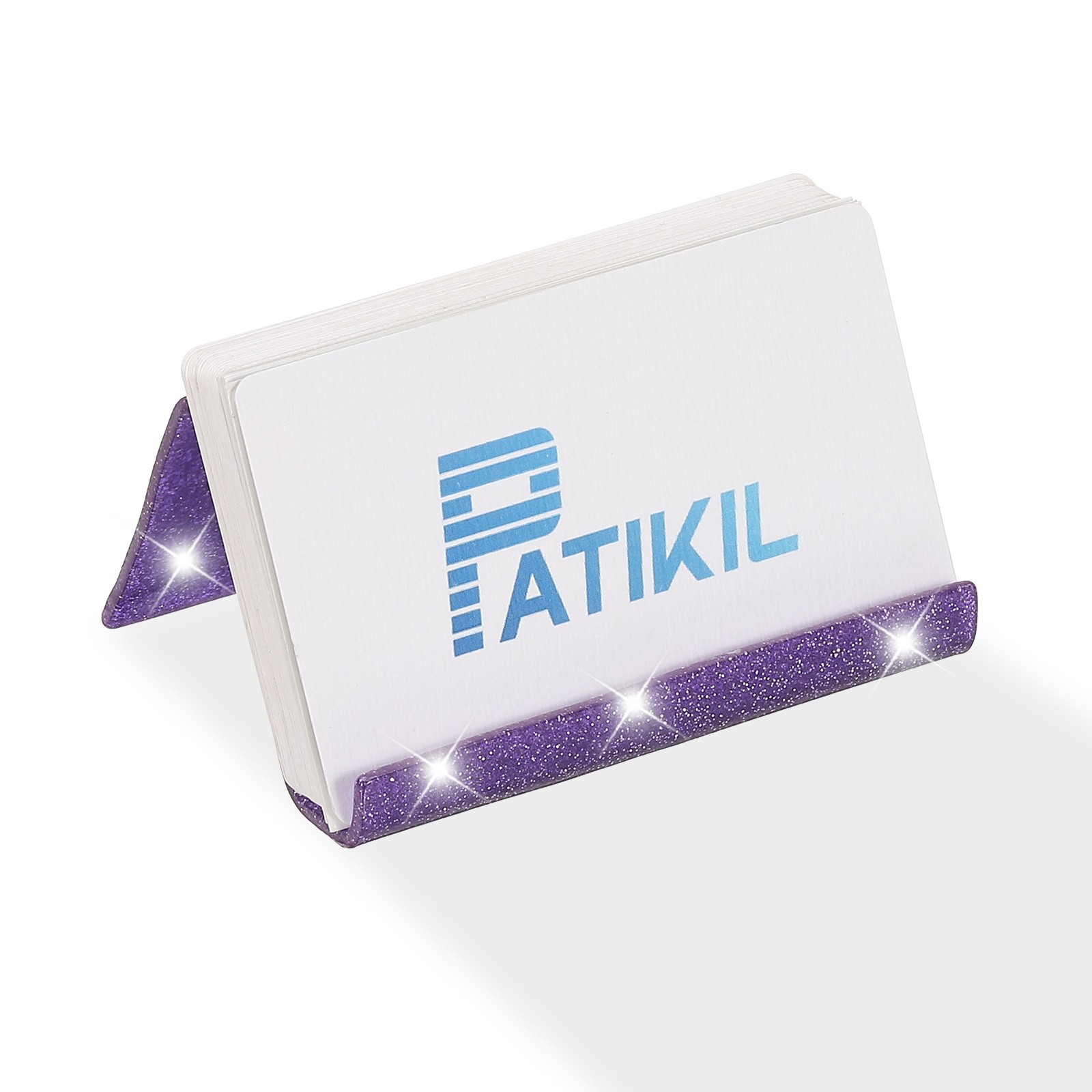 Business Card Holder for Desk Acrylic Card Holders Shine Purple